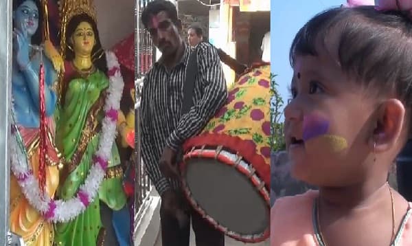 আবীর ও রঙ খেলায় হোলি উৎসব পালিত