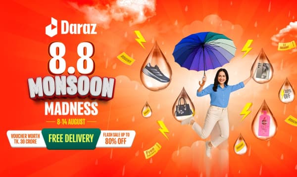 ৮০% পর্যন্ত ছাড়ে দারাজের ‘৮.৮ মনসুন ম্যাডনেস’ ক্যাম্পেইন