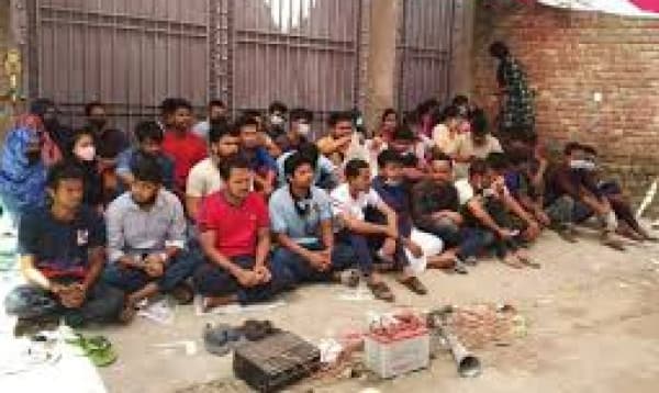 Students of Rabindra University protest for permanent Campus