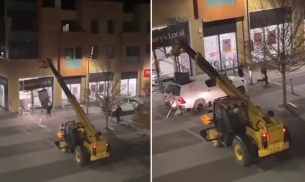 যুক্তরাজ্যে ক্রেন দিয়ে পুরো এটিএম মেশিন তুলে নিয়ে গেল চোরের দল